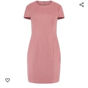 NWT GUESS Ramona dress. Shiny squared bonded suede. Blush pink. Size S.
